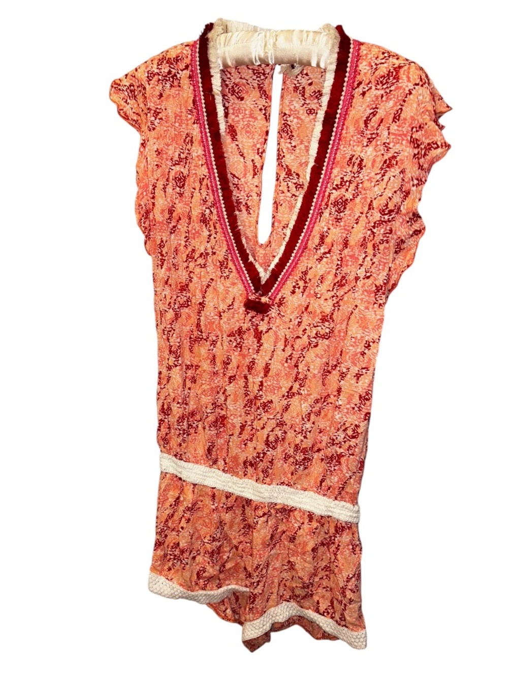 Poupette calypso st barths red pink orange romper shorts L